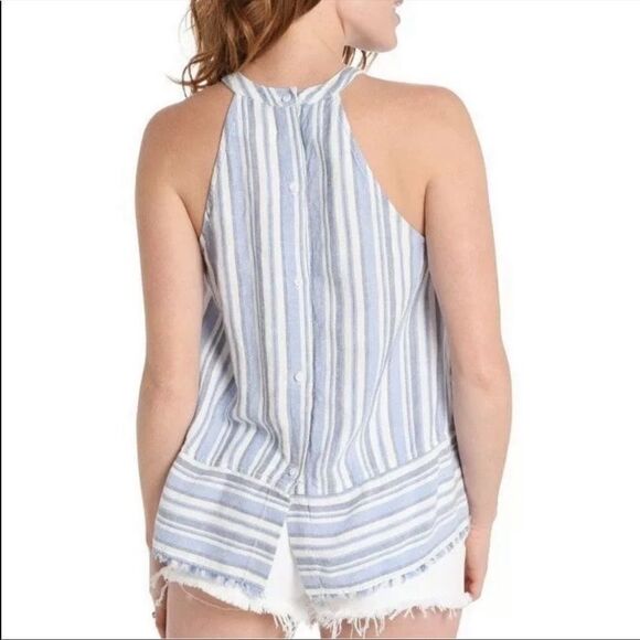 Cloth and Stone Striped Blue Halter Tank Top - Picture 3 of 12